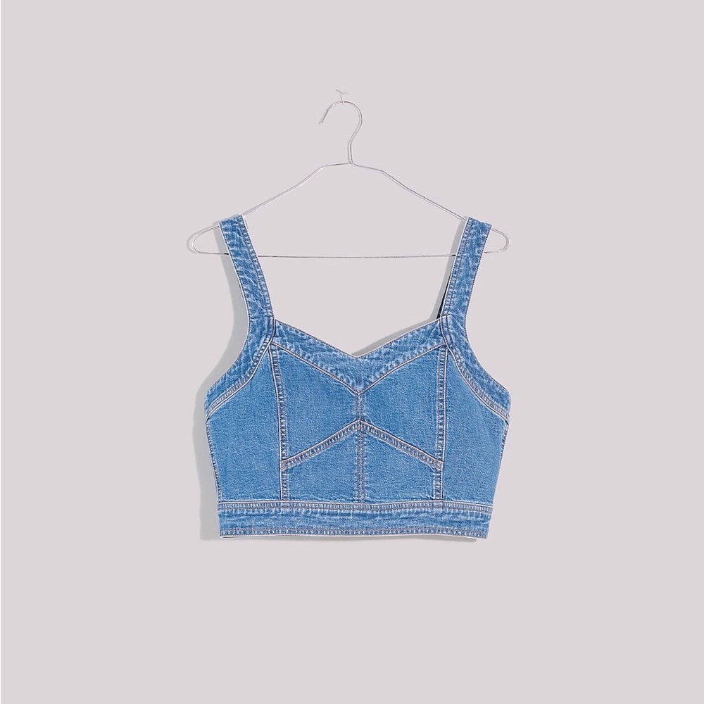 Cotton-Hemp Denim Supercrop Tank Top in Gabler Wash Item NJ645 (like new)